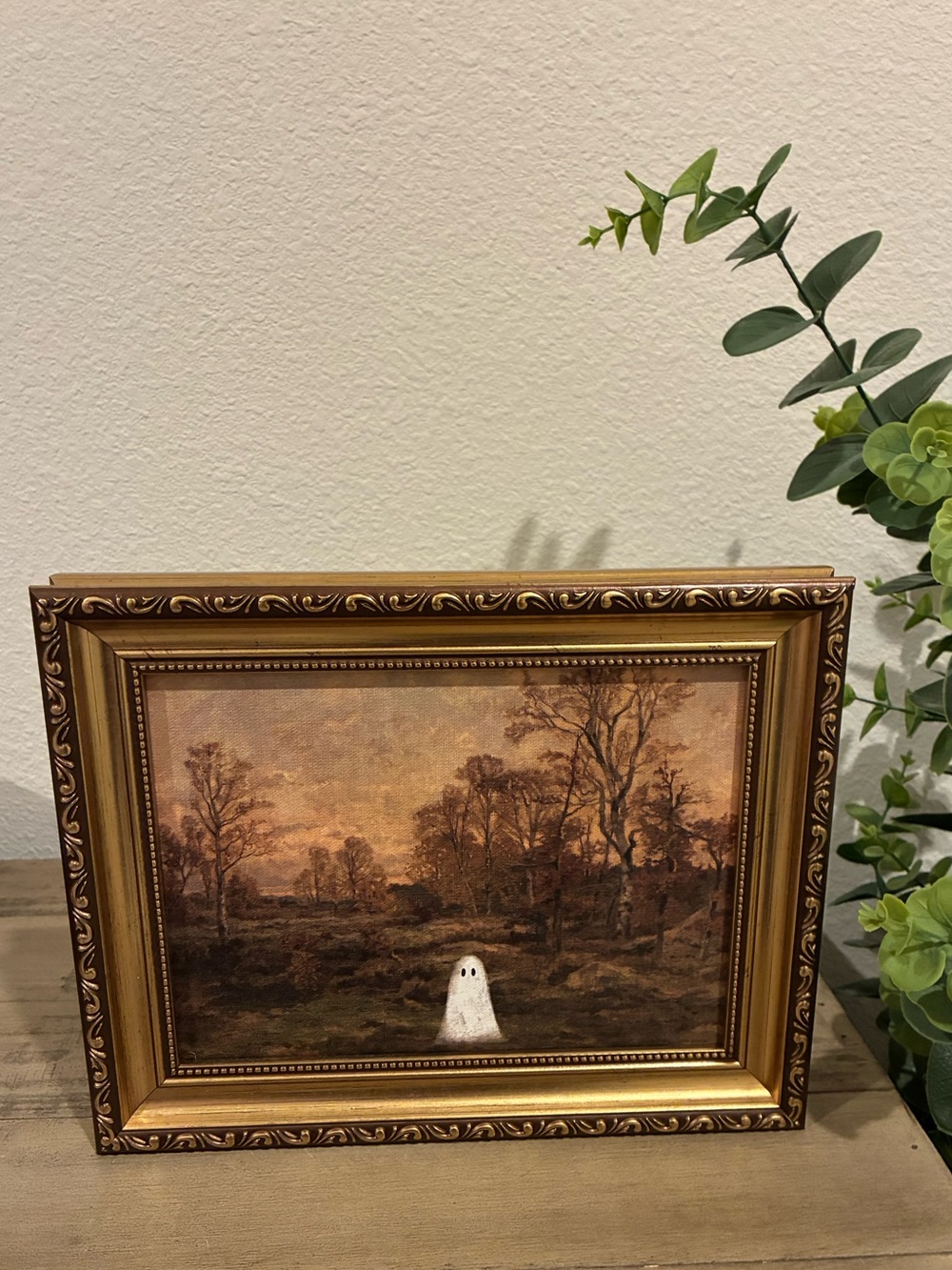 Halloween Ghost in a Forest Framed Art.